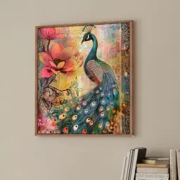 art street 23 Inches Peacock Canvas Framed Wall Art Printed Pinting-picture-7