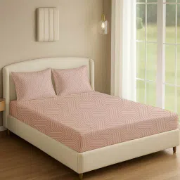 sleepsia Pink 100% Satin Queen Double Bedsheet 300 TC with 2 Pillow Covers-picture-10
