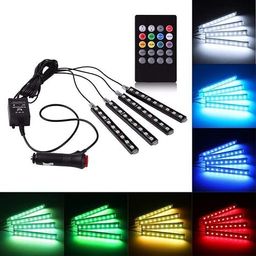 generic Alex Traders Atmosphere Lights,12x4 Car LED Strip Light, 48 LED DC 12V Multicolour Interior Light LED Under Dash Lighting Kit with Sound Active Function and Wireless Remote Control Car Fancy Light image 1