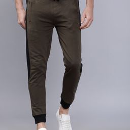 The Indian Garage Co Men Olive Green Solid Slim-Fit Joggers-image-86