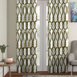 Cortina Olive Green & White 2 Pieces Printed Door Curtains-picture-42