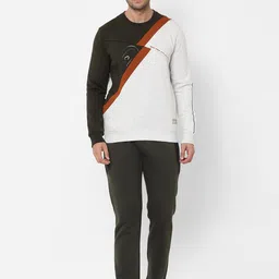 Sweet Dreams Men Olive Green Colourblocked Tracksuit-image-71