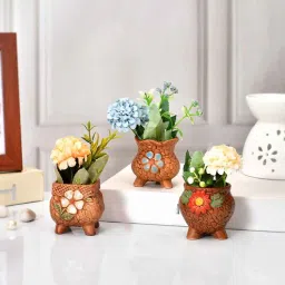tayhaa Natures Embrace Multicolour Ceramic (Set of 3) Desk Pots-picture-28