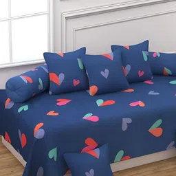 DECOR VATIKA Blue 8 Pieces Geometric Diwan Set-28