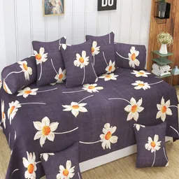Homefab India Grey & Orange 8 Pieces Printed Diwan Set-image-68
