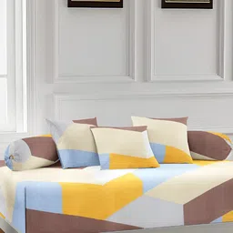 Arrabi Beige & Brown 6 Pieces Geometric Printed Diwan Set-13