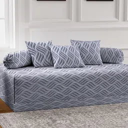 Arrabi Grey & Blue 6 Pieces Printed Diwan Set-image-97