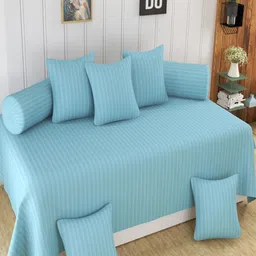 Homefab India Blue 8 Pieces Striped Diwan Set-19