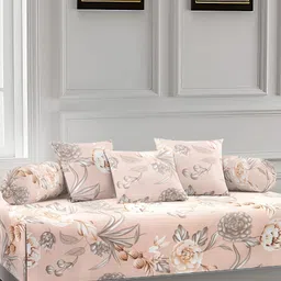 Arrabi 6 Pcs Beige & Grey Floral Printed Diwan-16