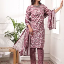 VIVARAA FASHION Women Floral Printed Regular Pure Cotton Kurti with Trousers & With Dupatta-picture-52