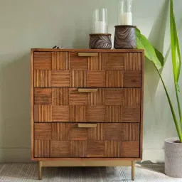 ellementry Bruno Solid Wood Triple Drawer Chest In Brown Colour-picture-40