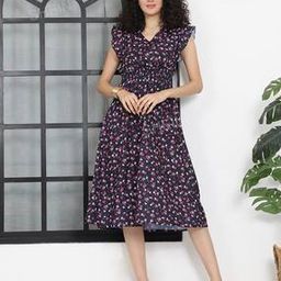 Shein Casual Midi Length Ruffle Sleeves A-Line Dress-image-49