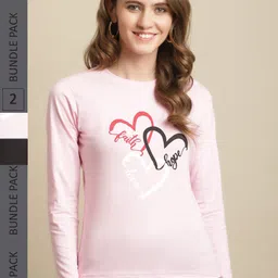 Fabflee Pack of 2 Printed Round Neck Cotton T-shirt-image-23