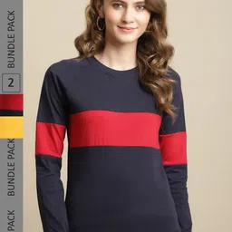 Fabflee Women Pack Of 2 Full Sleeves Cotton T-Shirt-image-47
