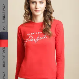 Fabflee Women Pack Of 2 Full Sleeves Cotton T-Shirt-image-44