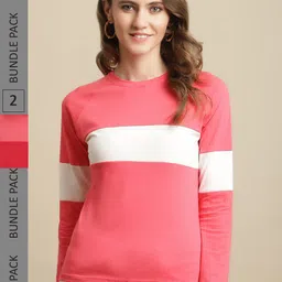 Fabflee Women Pack Of 2 Full Sleeves Cotton T-Shirt-image-52