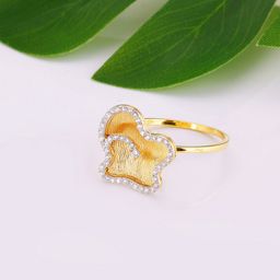 GIVA 14KT Gold Diamond Studded Finger Ring-2.02 gm-image-14