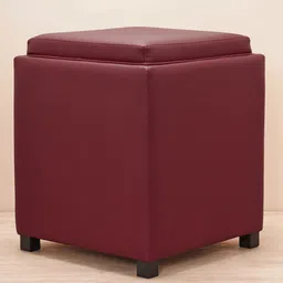 Pure Home and Living Red Faux Leather Pouffe With Storage Ottomans-picture-43