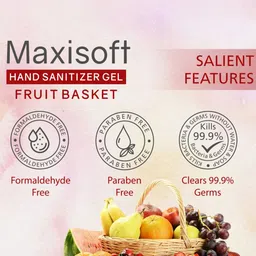 Maxisoft Set of 5 Fruit Basket Hand Sanitizer with Aloe Vera & Neem - 60 ml Each image 4