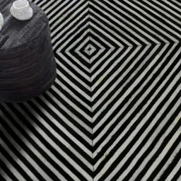 dazzhome Black Hair On Leather Geometrical Hand Woven 3ftX5ft Carpet-picture-25