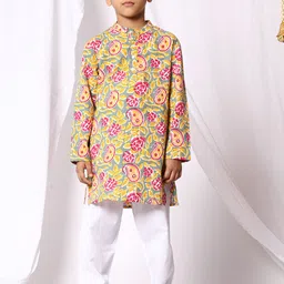 Ka-mee Boys Ethnic Motifs Printed Pure Cotton Kurta with Pyjamas-30