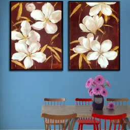 art street Multicolour Wood & Canvas Floral Art Panels - Set Of 2-picture-20