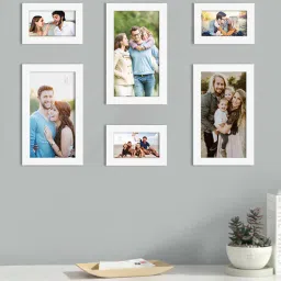 art street Daisy Set Of 6 White Synthetic Wood Collage Photo Frames-picture-49