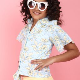 V-Mart Girls Printed Shirt Collar Shirt with Capris-image-37