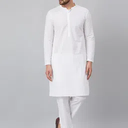 See Designs Men Embroidered Chikankari Pure Cotton Kurta with Trousers-image-86