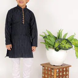 Pro-Ethic STYLE DEVELOPER Boys Blue Geometric Printed Pure Cotton Kurta with Pyjamas-15