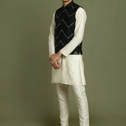 VASTRAMAY Boys Mirror Work Kurta With Trousers-picture-22