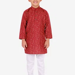 Pro-Ethic STYLE DEVELOPER Boys Maroon & White Printed Kurta with Pyjamas-7