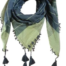 Checkered Polycotton Men Black, Beige Fancy Scarf, Scarf, Stole, Faux Turtleneck Neck Cover-11