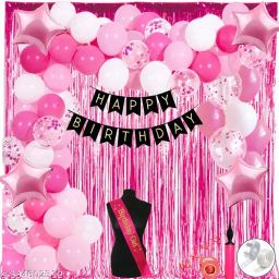 Birthday Decoration Kit for Girls - Pink Banner-image-2