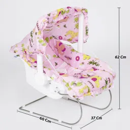 maanit Multipurpose (10 in 1) Pink Baby Carry Cot With Mosquito Net and Sun Shade Rocker and Bouncer image 2