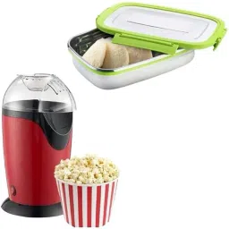 Combo C1298 Hot Air Popcorn Maker & Lunch Box 1 L Popcorn Maker-0