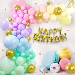 Solid Birthday Decoration Kit Blue Yellow Purple Green Pink Orange Foil Birthday Balloon-19