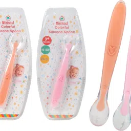 BPA Free Non-Toxic Silicone Spoon for Baby Feeding with Comfortable Grip Handle - Plastic-22