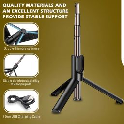 GameSir R1s Bluetooth Selfie Sticks with Remote and Selfie Light, 3-in-1 Multifunctional Tripod Stand Bluetooth Selfie Stick image 3