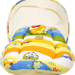 Cotton Kids Washable Mattress Set With Neck Pillow & Zip Closure Mosquito Net-image-71