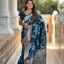 Embroidered Bollywood Silk Blend Saree-image-79
