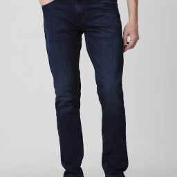Men Skinny Mid Rise Dark Blue Jeans-image-32
