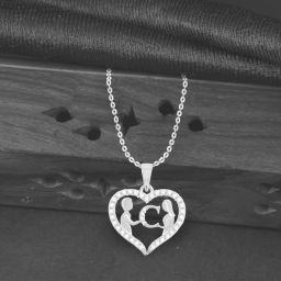initial Letter pendant for women stylish pendant Silver Cubic Zirconia Brass Pendant-image-89