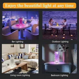 saviraj 16-Color Changing Rose Crystal Diamond LED Table Lamp Multicolor Glass, Crystal Table Lantern image 4