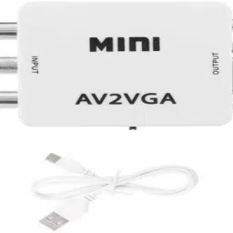 TERABYTETV-out Cable Mini AV to VGA Converter Box Audio Video to VGA Converter, Setup Box connect to VGA LED Monitors.Support Setup Box, Computer, Desktop, Laptop, LED, LCD, Monitor. (White)-19