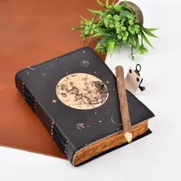 Stylish Black Moon Printed Leather Diary A5 Diary Plain 200 Pages-13