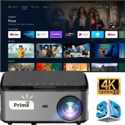 Prime Projector Latest PS4 Projector |7500 Lumens, 3840x2160 (4K) Resolution, 20,000:01 Contrast Ratio |Android 9.0 (Pie) with WiFi, Bluetooth| 4D Digital Keystone, Zoom in-Out | 1 Year Warranty |(PS4) (Black) (7500 lm / 2 Speaker / Wireless / Remote Controller) Portable Projector-4