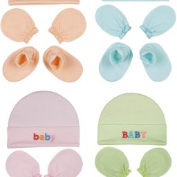 Newborn Baby Mitten Sets with Cap and Booties Set/Newborn Gloves Set-7