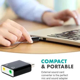 AMG Music USB Sound Card 7.1 Channel External USB Audio Sound Card Adapter with Headphone and Microphone Jack Play No Drivers Needed for Laptop and PC Sound Card image 5