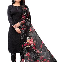 Unstitched Crepe Kurta & Churidar Material Floral Print-image-27